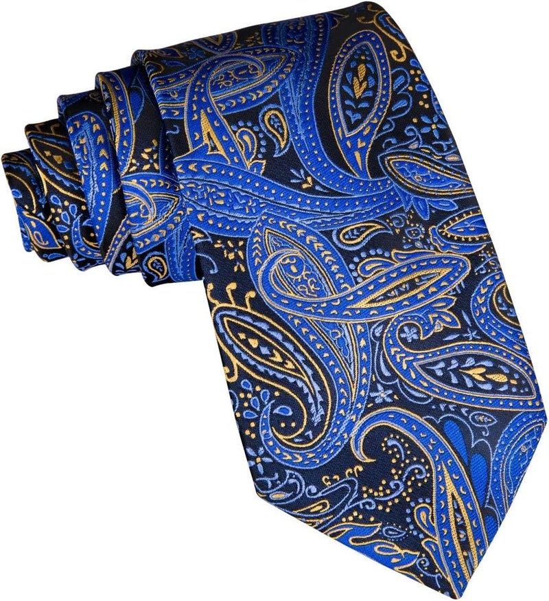 Dubulle Ties for Boys Self Tie Silk Paisely Striped Kids Necktie and Pocket Square Set for Age 8-11 - Image 3